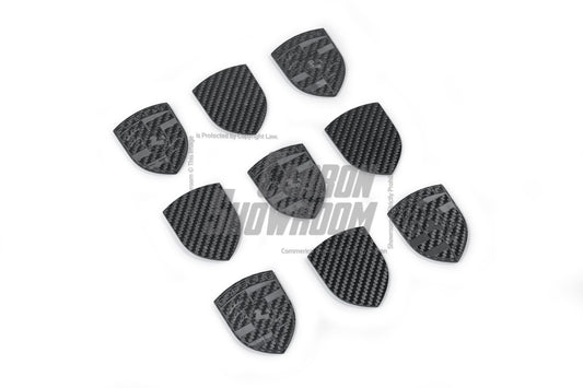 Porsche Style Crest Emblem Badge - Blacked Out Carbon Fiber