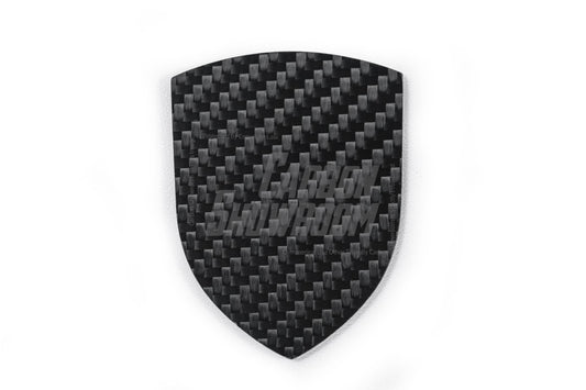 Porsche Style Crest Emblem Badge - Blacked Out Carbon Fiber