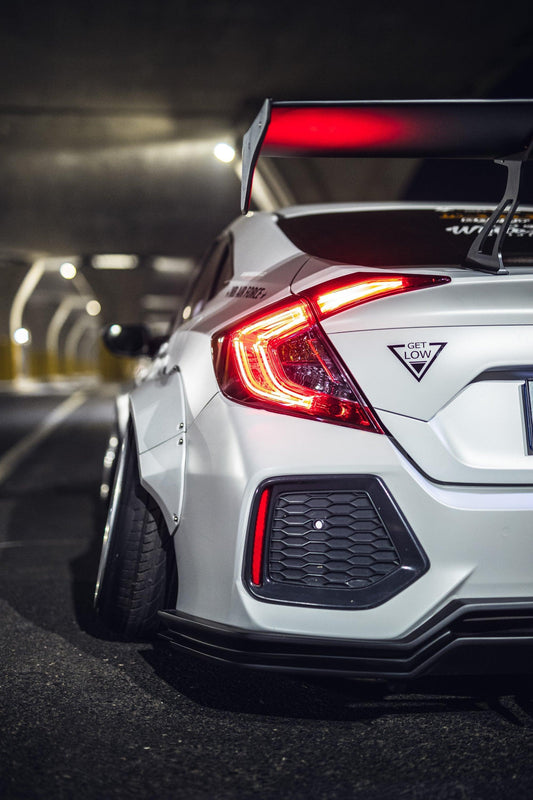 Honda Civic 10th Gen FC1 FC2 SI 2016 2017 2018 2019 2020 2021 (diffuser also compatible with ROBOT CRAFTSMAN rear bumper) with Aftermarket Parts - Rear Diffuser & Bumper Carbon Fiber / FRP from Robot Craftsman