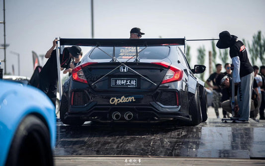 Honda Civic 10th Gen FC1 FC2 SI 2016 2017 2018 2019 2020 2021 (diffuser also compatible with ROBOT CRAFTSMAN rear bumper) with Aftermarket Parts - Rear Diffuser & Bumper Carbon Fiber / FRP from Robot Craftsman