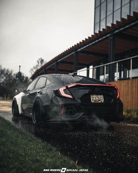 Honda Civic 10th Gen FC1 FC2 SI 2016 2017 2018 2019 2020 2021 (diffuser also compatible with ROBOT CRAFTSMAN rear bumper) with Aftermarket Parts - Rear Diffuser & Bumper Carbon Fiber / FRP from Robot Craftsman