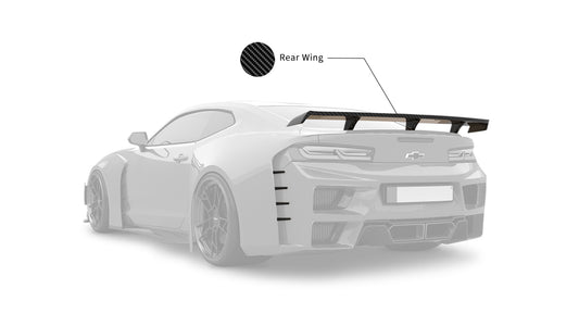 Chevrolet Camaro 6th Gen ZL1 Z/28 2SS 1SS 3LT 2LT 1LT 2LS 1LS 2015 2016 2017 2018 2019 2020 2021 2022 2023 2024 with Aftermarket Parts - Rear Spoiler Carbon Fiber/FRP from SPECTER PLUS