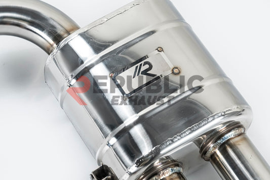 Audi A4 B8 Quattro 2009 2010 2011 2012 2013 2014 2015 2016 (2.0T) with Aftermarket Parts - Catback Exhaust Quad Exit Tips Titanium / Stainless Steel from Republic Exhaust