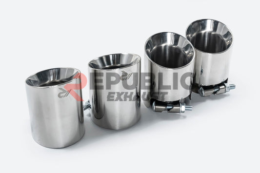 Audi A4 B8 FWD/Quattro 2009 2010 2011 2012 2013 2014 2015 2016 (2.0T) with Aftermarket Parts - Catback Exhaust Quad Exit Tips Titanium / Stainless Steel from Republic Exhaust