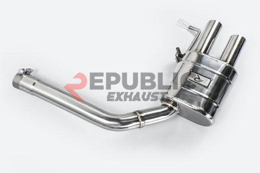 Audi A4 B8 FWD/Quattro 2009 2010 2011 2012 2013 2014 2015 2016 (2.0T) with Aftermarket Parts - Catback Exhaust Quad Exit Tips Titanium / Stainless Steel from Republic Exhaust