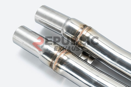 Audi A6 C7 C7.5 2013 2014 2015 2016 2017 2018 (3.0T) with Aftermarket Parts - Catback Exhaust Quad Exit Tips Titanium / Stainless Steel from Republic Exhaust