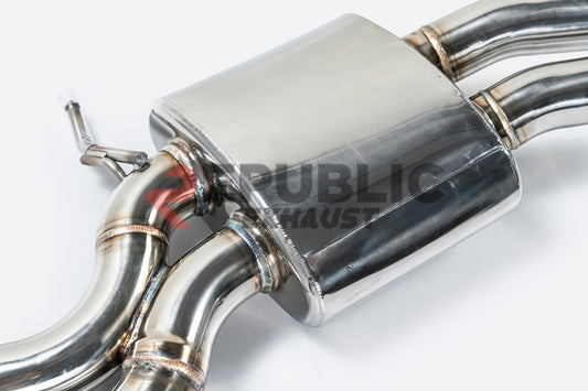 Audi A6 C7 C7.5 2013 2014 2015 2016 2017 2018 (3.0T) with Aftermarket Parts - Catback Exhaust Quad Exit Tips Titanium / Stainless Steel from Republic Exhaust
