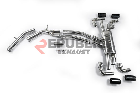 Audi Q8 Pre-facelift 2019 2020 2021 2022 2023 (2.0T) with Aftermarket Parts - Catback Exhaust Quad Exit Tips Titanium / Stainless Steel from Republic Exhaust