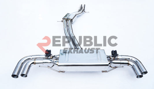 Audi Q8 Pre-facelift 2019 2020 2021 2022 2023 (3.0T) with Aftermarket Parts - Catback Exhaust V2 Quad Exit Tips Titanium / Stainless Steel from Republic Exhaust