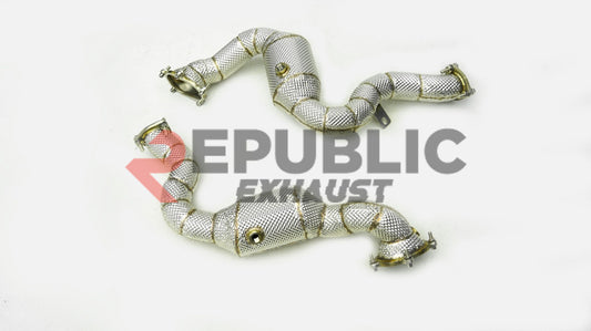 Audi RS6 C8 2020-ON (4.0T) with Aftermarket Parts - 100 & 200 & 300 CELL & Test Pipe/No Cat Downpipe Stainless Steel from Republic Exhaust