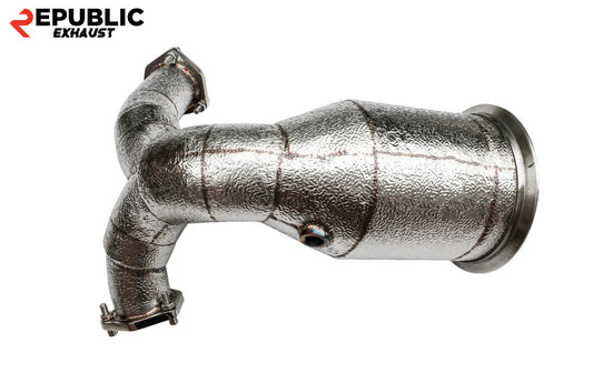 Audi S4 B9 2017 2018 2019 with Aftermarket Parts - 100 & 200 & 300 CELL & Test Pipe/No Cat Downpipe Stainless Steel from Republic Exhaust