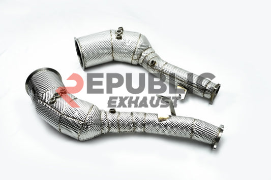 Audi S6 S7 C8 2019 2020 2021 (2.9T) with Aftermarket Parts - 100 & 200 & 300 CELL & Test Pipe/No Cat Downpipe Stainless Steel from Republic Exhaust