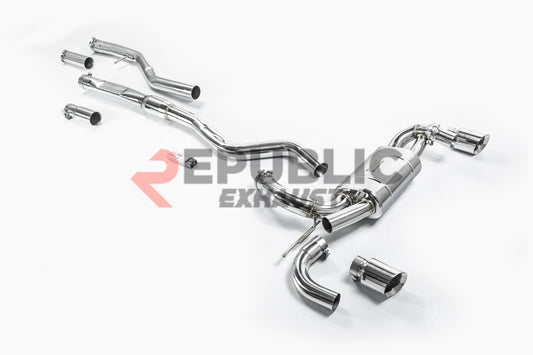 BMW 3 Series 328i 320i F30 & GT Gran Turismo 330i 328i 320i F30 2012 2013 2014 2015 2016 2017 2018 2019 with Aftermarket Parts - Catback Exhaust Dual Exit Tips Titanium / Stainless Steel from Republic Exhaust