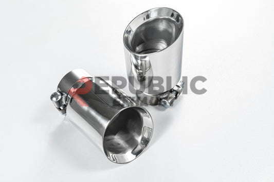 BMW 3 Series 328i 320i F30 & GT Gran Turismo 330i 328i 320i F30 2012 2013 2014 2015 2016 2017 2018 2019 with Aftermarket Parts - Catback Exhaust Dual Exit Tips Titanium / Stainless Steel from Republic Exhaust