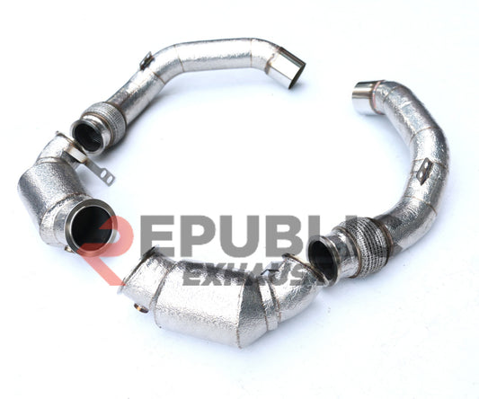 BMW M5 F90 (LCI & Pre-LCI) 2018-ON (4.4T) with Aftermarket Parts - 100 & 200 & 300 CELL & Test Pipe/No Cat Downpipe Stainless Steel from Republic Exhaust