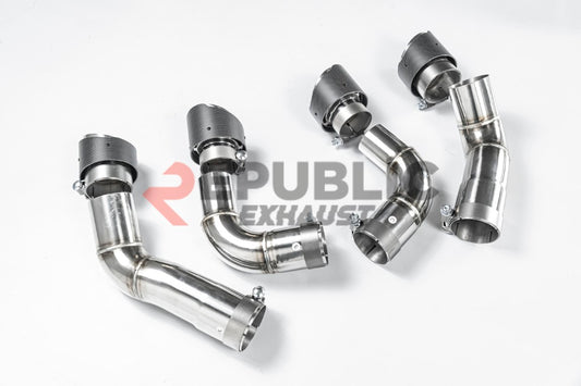 BMW M8 F91 F92 F93 2019-ON (4.4T) with Aftermarket Parts - Catback Exhaust Quad Exit Tips Titanium / Stainless Steel from Republic Exhaust