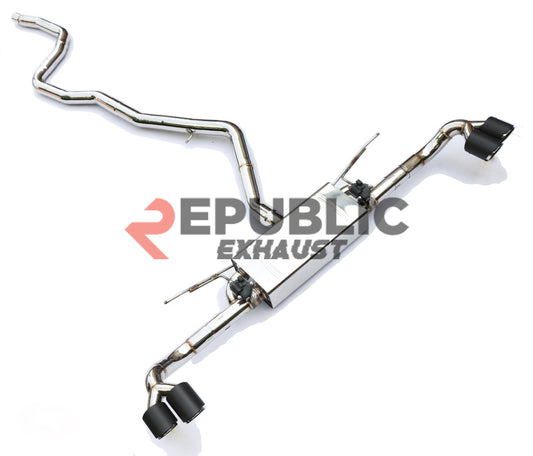 BMW X5 F15 (Both Fits Pre-LCI & LCI) 2014 2015 2016 2017 2018 (2.0T) with Aftermarket Parts - Catback Exhaust Dual & Quad Exit Tips with Valve Titanium / Stainless Steel from Republic Exhaust