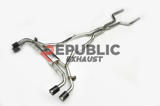 BMW X5M X5MC F95 & X6M X6MC F96 Pre-LCI 2020 2021 2022 2023 (4.4T) with Aftermarket Parts - Catback Exhaust Quad Exit Tips Titanium / Stainless Steel from Republic Exhaust