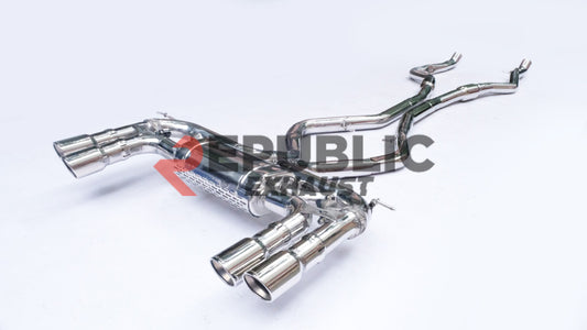 BMW X5M F85 & X6M F86 2015 2016 2017 2018 2019 (4.4T) with Aftermarket Parts - Catback Exhaust Quad Exit Tips Titanium / Stainless Steel from Republic Exhaust
