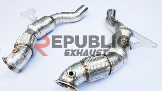 Ferrari 488 GTB & Spider 2016 2017 2018 2019 2020 (3.9T) with Aftermarket Parts - 100 & 200 & 300 CELL & Test Pipe/No Cat Downpipe Stainless Steel from Republic Exhaust