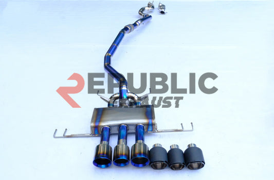Honda Civic Type-R FK8 2017 2018 2019 2020 2021 (2.0T) with Aftermarket Parts - Catback Exhaust Tripe Center Exit Titanium / Stainless Steel from Republic Exhaust