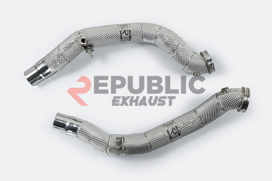 Maserati Ghibli 2014-ON (3.0T RWD/AWD) with Aftermarket Parts - 100 & 200 & 300 CELL & Test Pipe/No Cat Downpipe Stainless Steel from Republic Exhaust