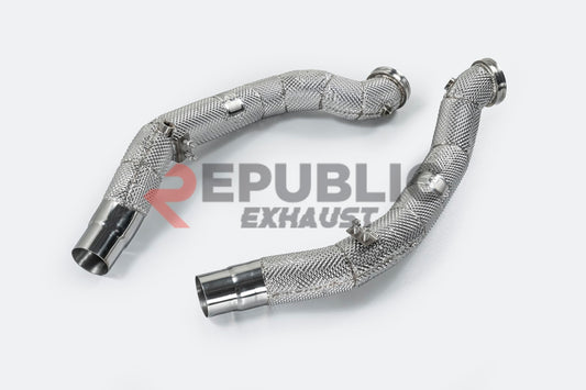 Maserati Ghibli 2014-ON (3.0T RWD/AWD) with Aftermarket Parts - 100 & 200 & 300 CELL & Test Pipe/No Cat Downpipe Stainless Steel from Republic Exhaust