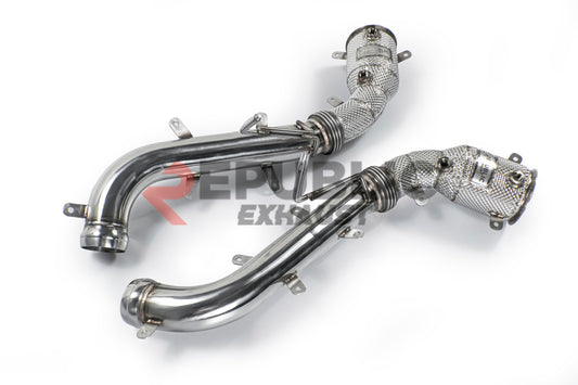 McLaren 650S 2012 2013 2014 2015 2016 (3.8T) with Aftermarket Parts - 100 & 200 & 300 CELL & Test Pipe/No Cat Downpipe Stainless Steel from Republic Exhaust