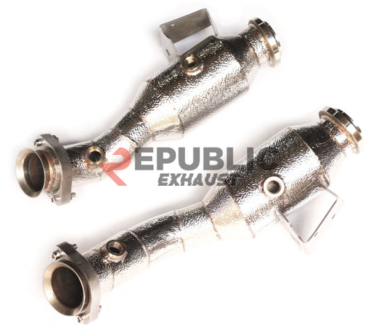 Mercedes Benz C-Class C43 AMG W205 2015 2016 2017 2018 (3.0T) with Aftermarket Parts - 100 & 200 & 300 CELL & Test Pipe/No Cat Downpipe Stainless Steel from Republic Exhaust