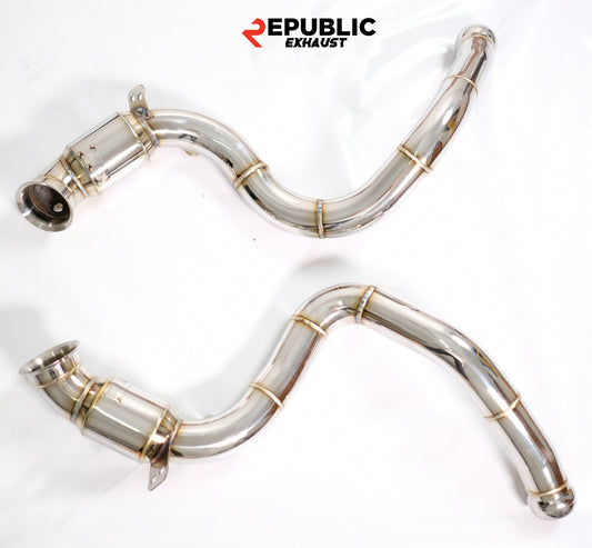 Mercedes Benz C-Class C63 W205 2015 2016 2017 2018 2019 2020 2021 (4.0T) with Aftermarket Parts - 100 & 200 & 300 CELL & Test Pipe/No Cat Downpipe Stainless Steel from Republic Exhaust