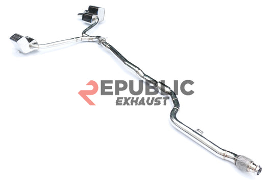 Mercedes Benz E-Class W213 E300 E200 2017 2018 2019 2020 2021 2022 2023 with Aftermarket Parts - Catback Exhaust Dual Tips Exit Titanium / Stainless Steel from Republic Exhaust