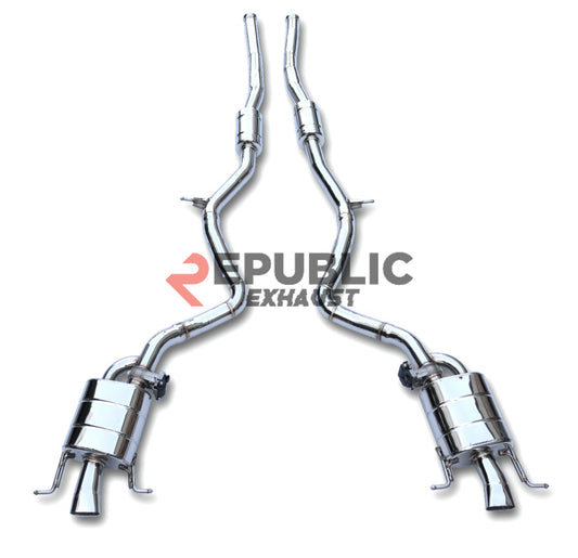 Mercedes Benz S-Class W222 S450 2014 2015 2016 2017 2018 2019 2020 (3.0T) with Aftermarket Parts - Catback Exhaust Dual Tips Exit Titanium / Stainless Steel from Republic Exhaust