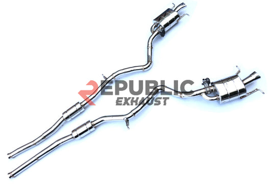 Mercedes Benz S-Class W222 S450 2014 2015 2016 2017 2018 2019 2020 (3.0T) with Aftermarket Parts - Catback Exhaust Dual Tips Exit Titanium / Stainless Steel from Republic Exhaust