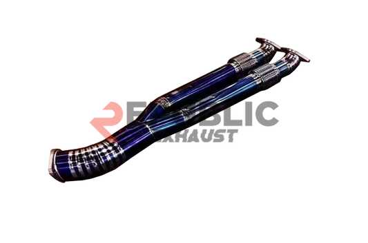 Nissan GTR R35 CBA DBA 2008 2009 2010 2011 2012 2013 2014 2015 2016 with Aftermarket Parts - Y-Pipe Mid-Pipe Exhaust Titanium / Stainless Steel from Republic Exhaust