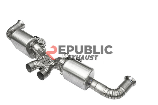 Porsche 911 991.1 GT3 2015 2016 (4.0L) with Aftermarket Parts - Axle-back Exhaust Quad Exit Tips Titanium / Stainless Steel from Republic Exhaust