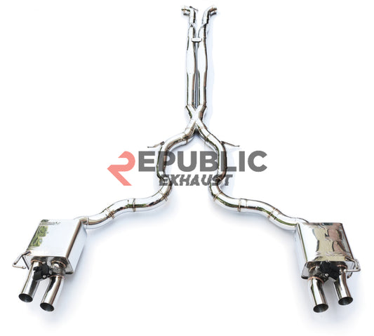 Porsche Panamera 4S 971.1 971.2 2017 2018 2019 2020 2021 2022 2023 (2.9T) with Aftermarket Parts - Catback Exhaust Quad Exit Tips Titanium / Stainless Steel from Republic Exhaust