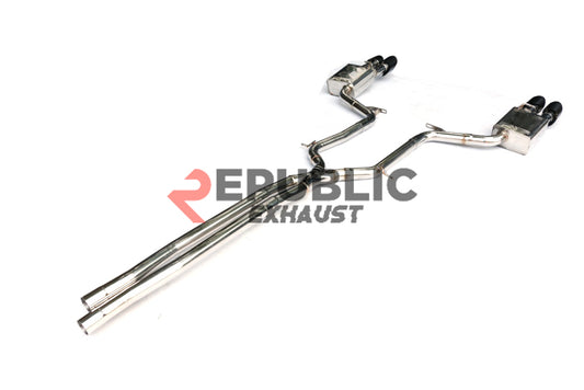 Porsche Panamera 970 970.2 S/4S 2014 2015 2016 (3.0T) with Aftermarket Parts - Catback Exhaust Quad Exit Tips with Valve Titanium / Stainless Steel from Republic Exhaust