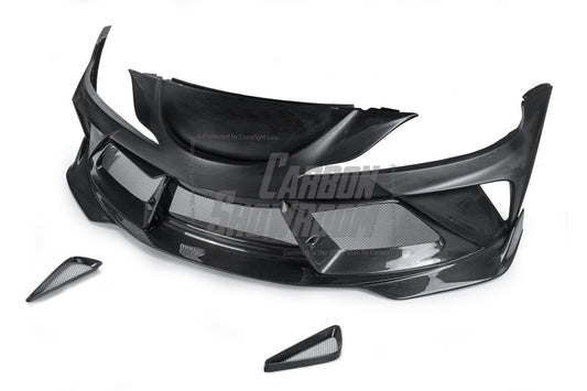 Toyota Supra MK5 A90 A91 3.0 2.0 2020 2021 2022 2023 2024 with Aftermarket Parts - "Alerion" Narrow Body Front Bumper & Lip Carbon Fiber / FRP from Robot Craftsman