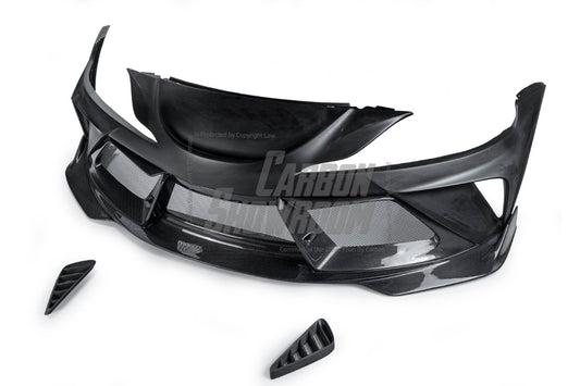 Toyota Supra MK5 A90 A91 3.0 2.0 2020 2021 2022 2023 2024 with Aftermarket Parts - "Alerion" Narrow Body Front Bumper & Lip Carbon Fiber / FRP from Robot Craftsman