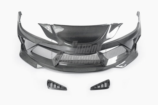 Toyota Supra MK5 A90 A91 3.0 2.0 2020-ON with Aftermarket Parts - "Alerion" Narrow Body Front Bumper & Lip Carbon Fiber / FRP from Robot Craftsman