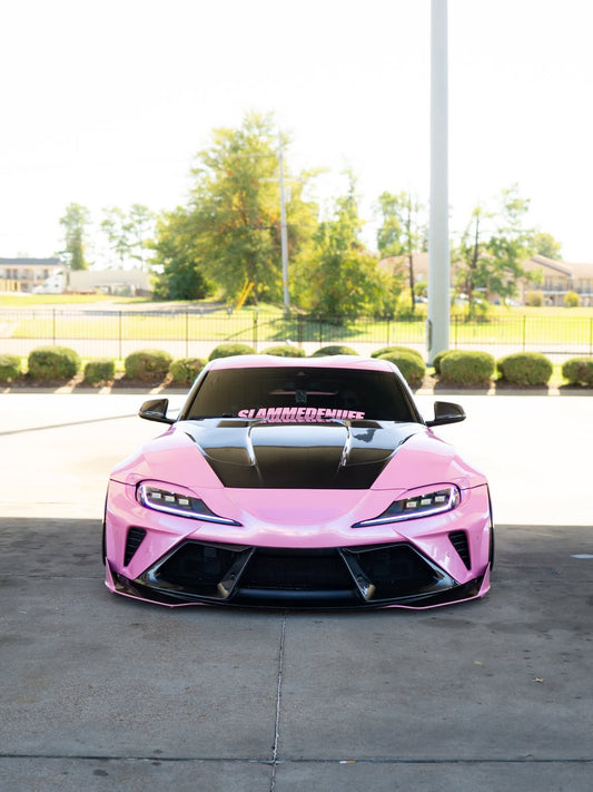 Toyota Supra MK5 A90 A91 3.0 2.0 2020 2021 2022 2023 2024 with Aftermarket Parts - Alerion Widebody Front Bumper & Lip Carbon Fiber / FRP from Robot Craftsman