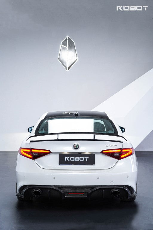 Alfa Romeo Giulia Sport Veloce Ti Sprint RWD AWD Lusso Base 2017 2018 2019 2020 2021 2022 2023 2024 with Aftermarket Parts - "HIDROGAI" Rear Diffuser Carbon Fiber / FRP from Robot Craftsman
