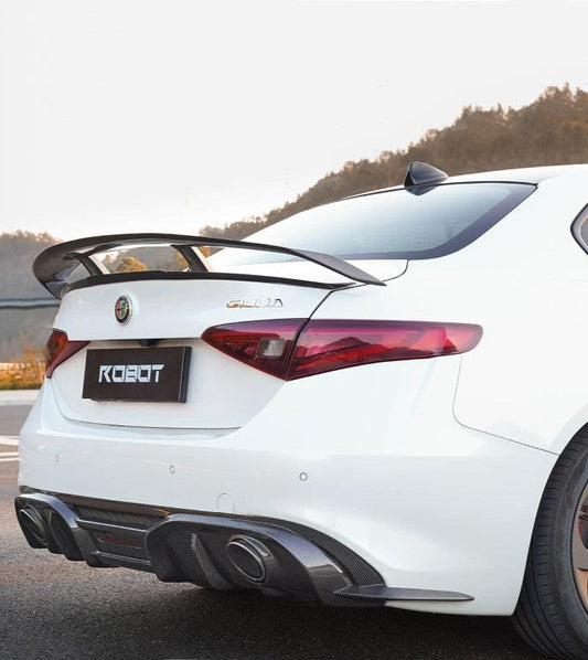 Alfa Romeo Giulia Sport Veloce Ti Sprint RWD AWD Lusso Base 2017 2018 2019 2020 2021 2022 2023 2024 with Aftermarket Parts - "HIDROGAI" Rear Spoiler Wing Carbon Fiber / FRP from Robot Craftsman