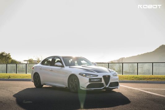 Alfa Romeo Giulia Sport Veloce Ti Sprint RWD AWD 2017 2018 2019 2020 2021 2022 2023 2024 (not suitable for Base and Lusso front bumpers) with Aftermarket Parts - "HIDROGAI" Front Corner Canards Carbon Fiber / FRP from Robot Craftsman