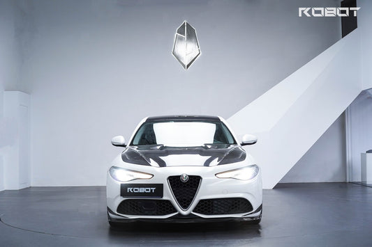Alfa Romeo Giulia Sport Veloce Ti Sprint RWD AWD 2017 2018 2019 2020 2021 2022 2023 2024 (not suitable for Base and Lusso front bumpers) with Aftermarket Parts - "HIDROGAI" Front Lip Splitter Carbon Fiber / FRP from Robot Craftsman