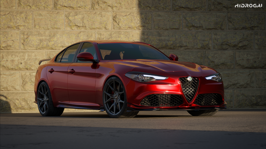 Alfa Romeo Giulia Sport Veloce Ti Sprint RWD AWD Lusso Base 2017 2018 2019 2020 2021 2022 2023 2024 with Aftermarket Parts - "HIDROGAI" Side Skirts Carbon Fiber / FRP from Robot Craftsman