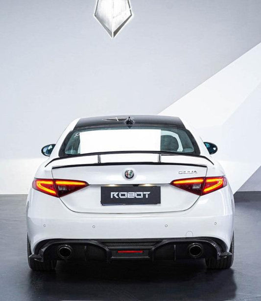 Alfa Romeo Giulia Sport Veloce Ti Sprint RWD AWD Lusso Base 2017 2018 2019 2020 2021 2022 2023 2024 with Aftermarket Parts - "HIDROGAI" Rear Diffuser Carbon Fiber / FRP from Robot Craftsman