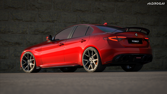 Alfa Romeo Giulia Sport Veloce Ti Sprint RWD AWD Lusso Base 2017 2018 2019 2020 2021 2022 2023 2024 with Aftermarket Parts - "HIDROGAI" Rear Diffuser Carbon Fiber / FRP from Robot Craftsman