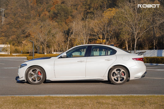 Alfa Romeo Giulia Sport Veloce Ti Sprint RWD AWD Lusso Base 2017 2018 2019 2020 2021 2022 2023 2024 with Aftermarket Parts - "HIDROGAI" Side Skirts Carbon Fiber / FRP from Robot Craftsman