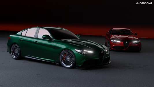 Alfa Romeo Giulia Sport Veloce Ti Sprint RWD AWD Lusso Base 2017 2018 2019 2020 2021 2022 2023 2024 with Aftermarket Parts - "HIDROGAI" Side Skirts Carbon Fiber / FRP from Robot Craftsman